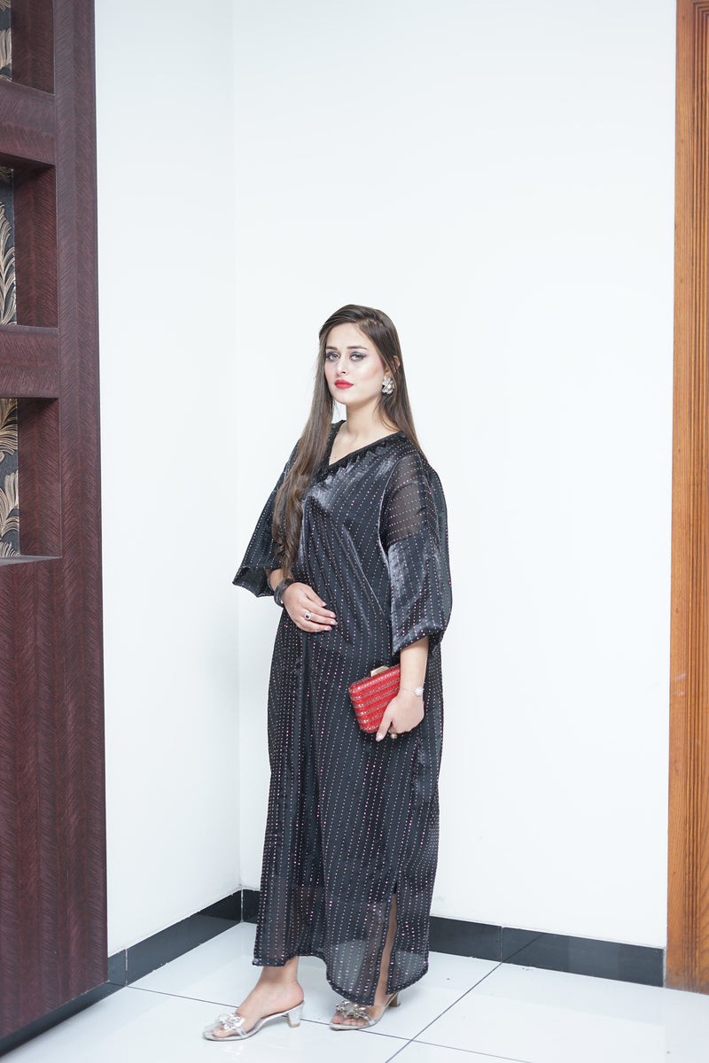 Black Stone Silk Kaftan