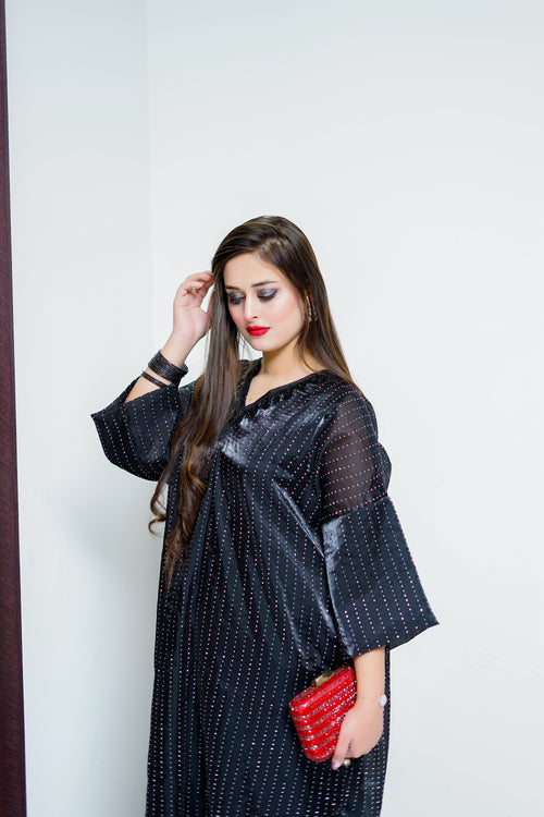 Black Stone Silk Kaftan