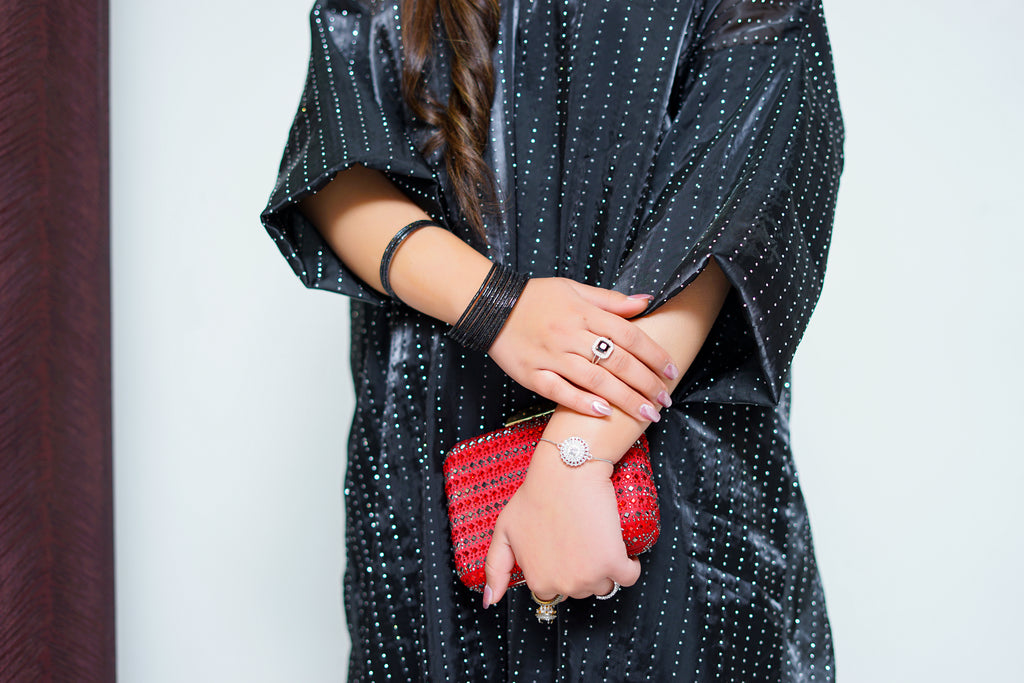 Black Stone Silk Kaftan