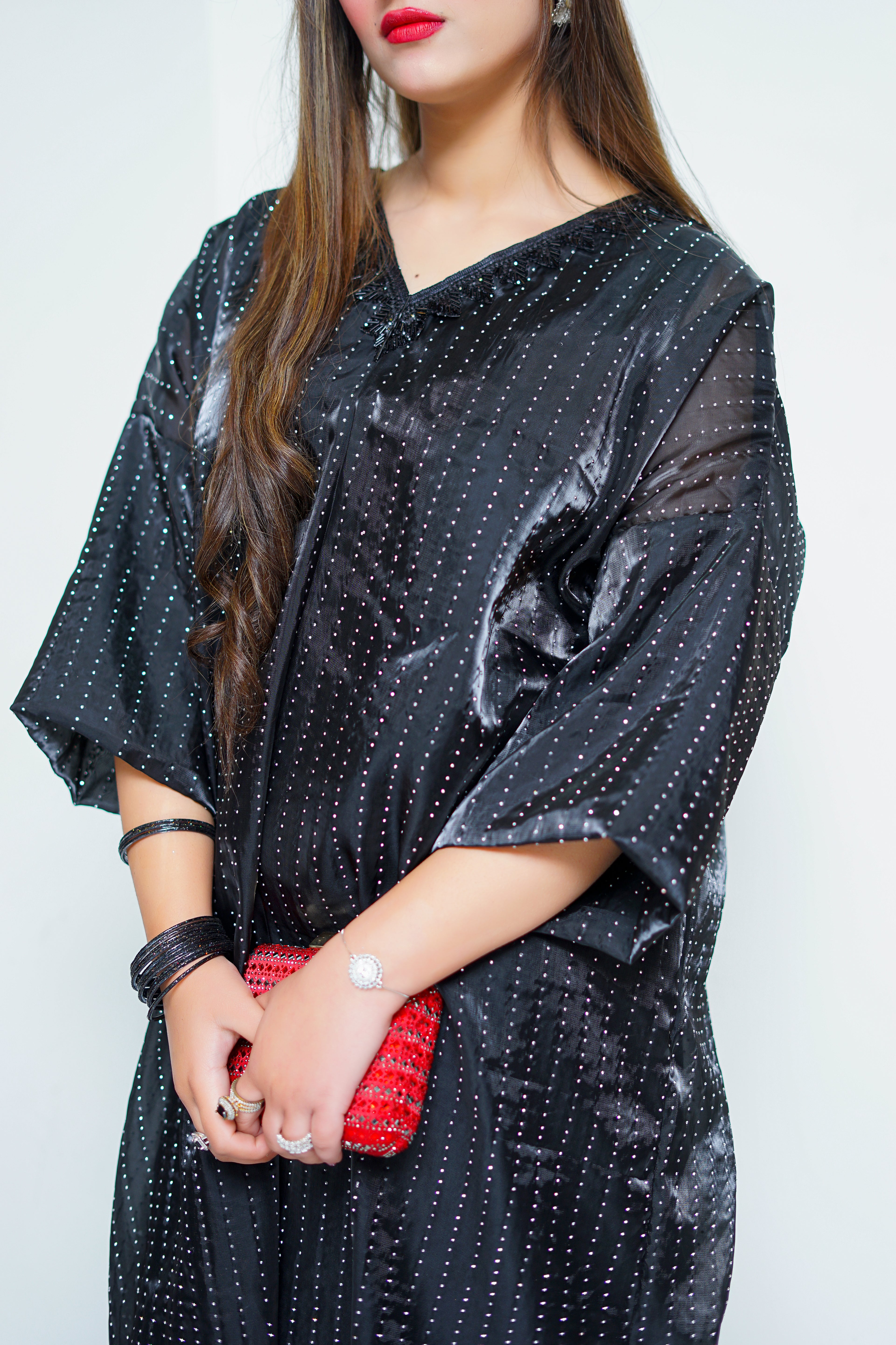 Black Stone Silk Kaftan